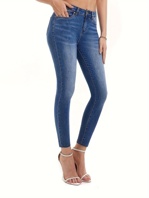 Slim Fit Crop Jeans Mid Stretch Water Ripple Embossed Ankle Length Jeans