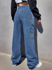 Cargo Pants Loose Fit Non Stretch Carpenter Jeans Women's Denim