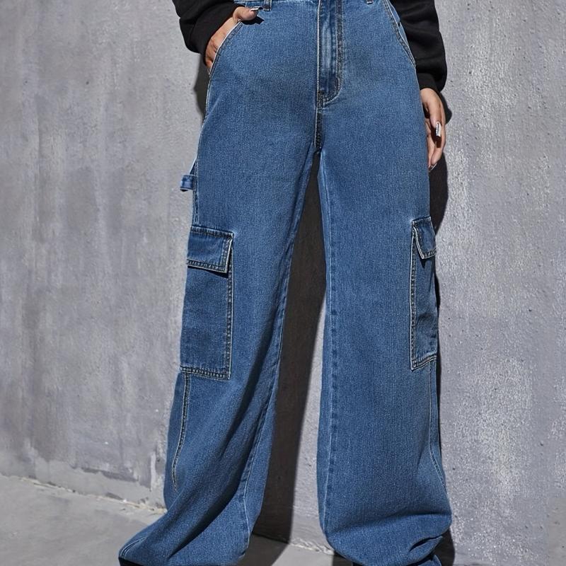 Cargo Pants Loose Fit Non Stretch Carpenter Jeans Women's Denim