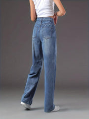 Water Ripple Embossed Denim Jeans Women's Casual Pants
