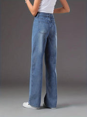 Water Ripple Embossed Denim Jeans Women's Casual Pants