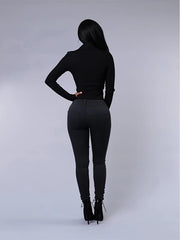 Ripped Holes Skinny Jeans Slim Fit Mid Stretch Denim Pants