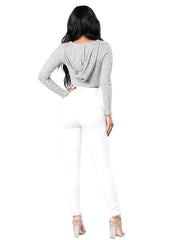 Ripped Holes Skinny Jeans Slim Fit Mid Stretch Denim Pants