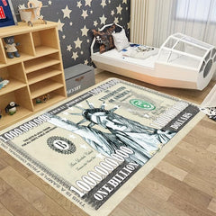 3D 1 Billion US Dollars Area Rug Thick Shaggy Floor Carpet Non Slip Comfort 