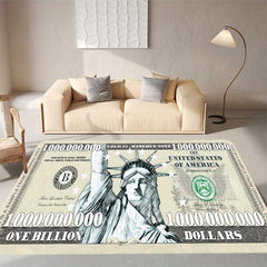 3D 1 Billion US Dollars Area Rug Thick Shaggy Floor Carpet Non Slip Comfort 