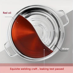 1pc Chinese Hot Pot With Lid Thicken Stainless Steel 2 In 1 Divided Hotpot