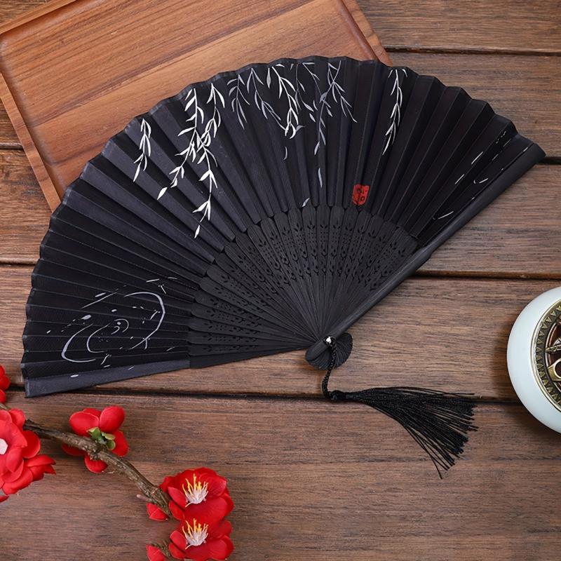 1pc 8 26inch Flower Print Folding Fan Vintage Classic Paper Fan