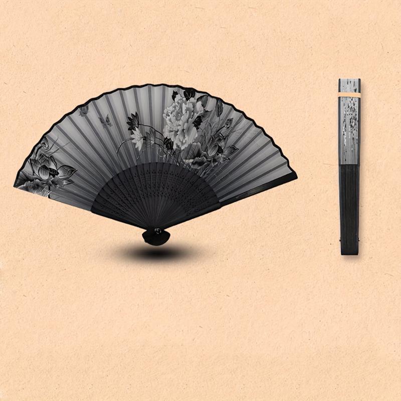 1pc 8 26inch Flower Print Folding Fan Vintage Classic Paper Fan