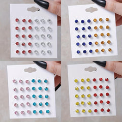 12pairs Colorful Zircon Stud Earrings Set for Women