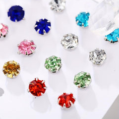 12pairs Colorful Zircon Stud Earrings Set for Women