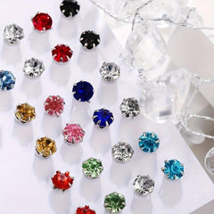 12pairs Colorful Zircon Stud Earrings Set for Women