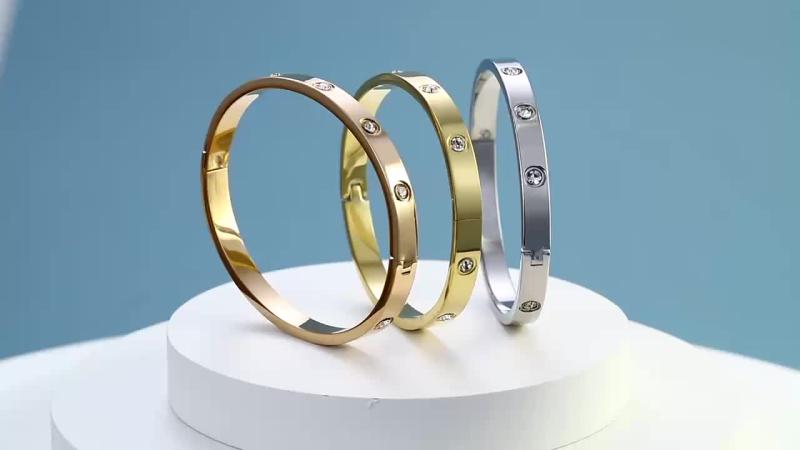 Titanium Steel Rhinestone Bangle Ladies Jewelry