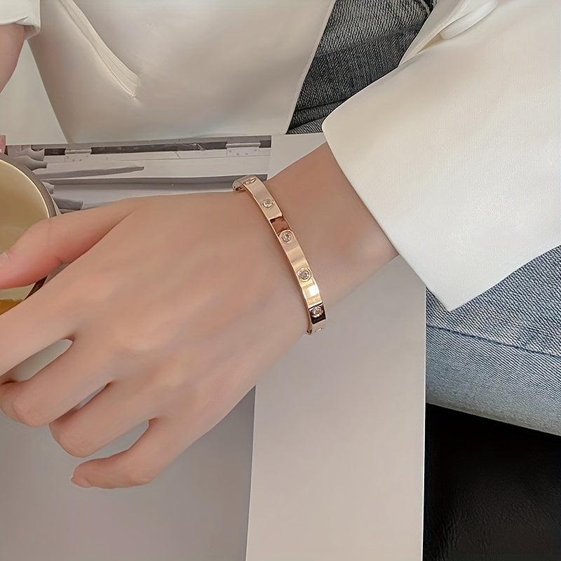 Titanium Steel Rhinestone Bangle Ladies Jewelry