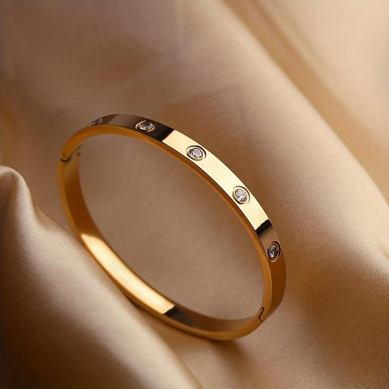 Titanium Steel Rhinestone Bangle Ladies Jewelry