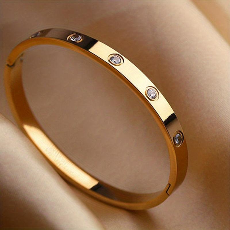 Titanium Steel Rhinestone Bangle Ladies Jewelry