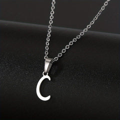 Silvery Stainless Steel 26 Letters Pendant Necklace