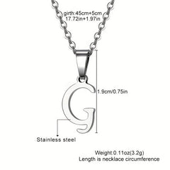 Silvery Stainless Steel 26 Letters Pendant Necklace