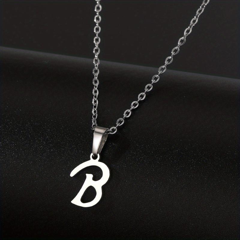 Silvery Stainless Steel 26 Letters Pendant Necklace