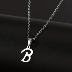 Silvery Stainless Steel 26 Letters Pendant Necklace