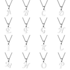 Silvery Stainless Steel 26 Letters Pendant Necklace