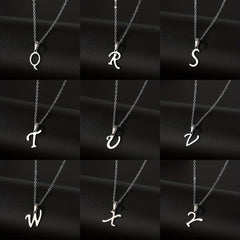 Silvery Stainless Steel 26 Letters Pendant Necklace