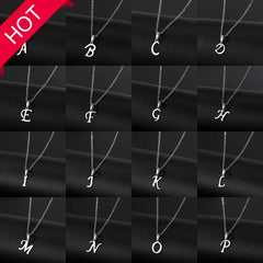 Silvery Stainless Steel 26 Letters Pendant Necklace