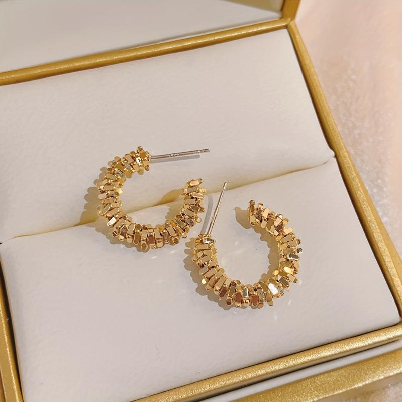 Golden Hoop Earrings Zinc Alloy Jewelry Gift