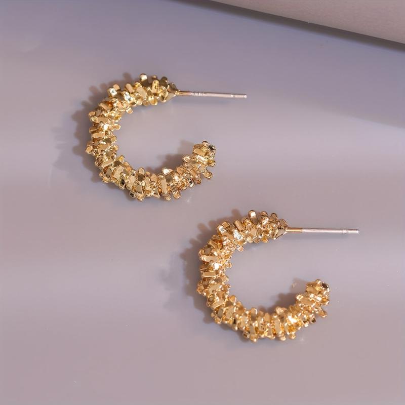 Golden Hoop Earrings Zinc Alloy Jewelry Gift