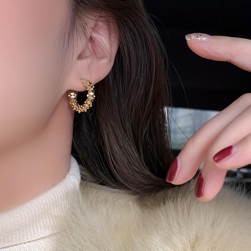 Golden Hoop Earrings Zinc Alloy Jewelry Gift