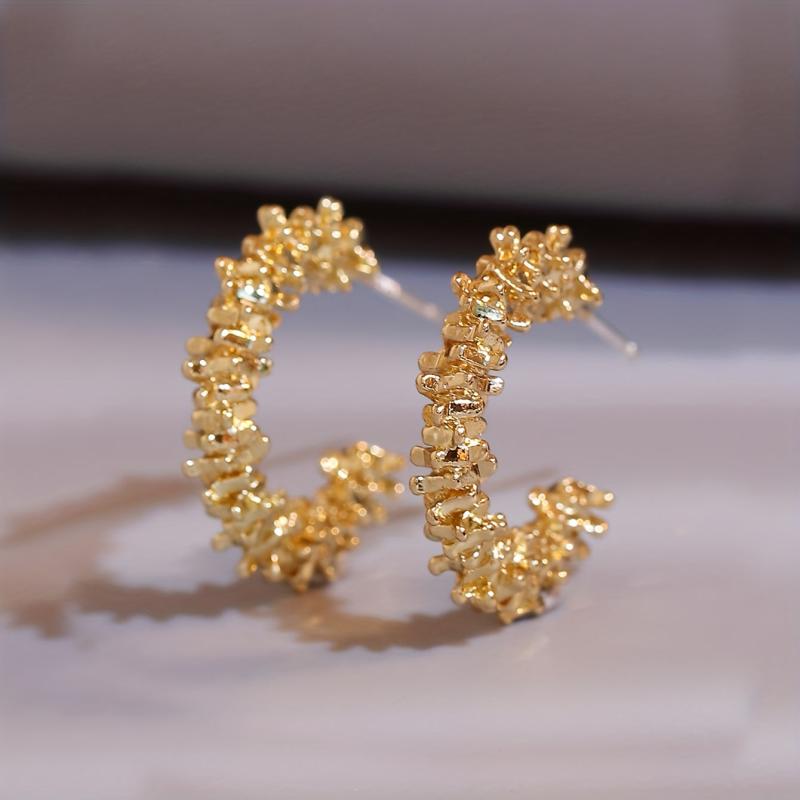 Golden Hoop Earrings Zinc Alloy Jewelry Gift