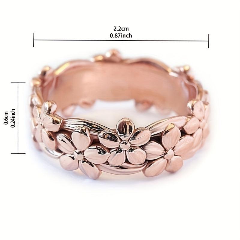 Dainty Flower Carved Band Ring for Daily Outfits and Parties
