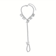Mini Butterfly Tassel Finger Ring Bracelet Hand Chain