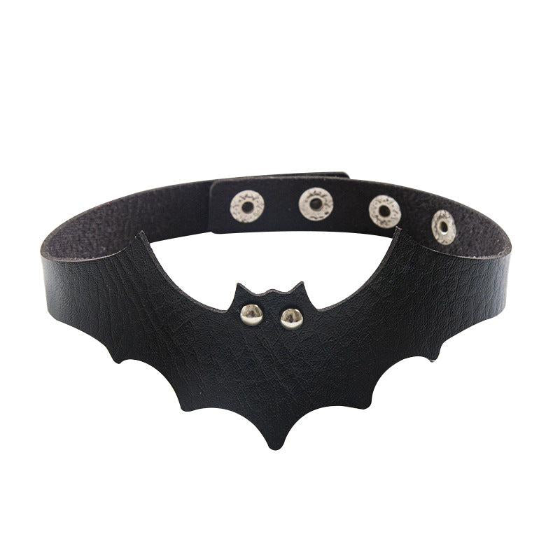 Gothic Punk Halloween Bat PU Leather Choker