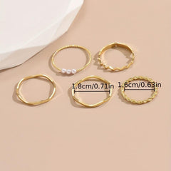 5pcs Stacking Rings 14k Plated Wave Intertwine Mix And Match Silvery Or Golden
