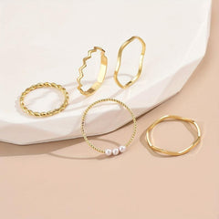5pcs Stacking Rings 14k Plated Wave Intertwine Mix And Match Silvery Or Golden