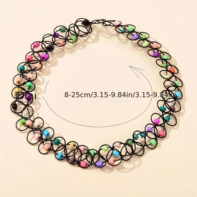 Colorful Beads Elastic Choker Tattoo Necklace Party Jewelry