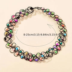 Colorful Beads Elastic Choker Tattoo Necklace Party Jewelry