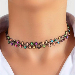 Colorful Beads Elastic Choker Tattoo Necklace Party Jewelry
