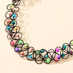 Colorful Beads Elastic Choker Tattoo Necklace Party Jewelry