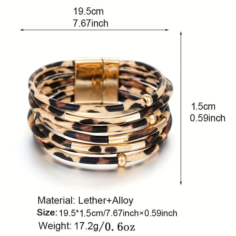 3pcs Layers Bangle Bracelet Leopard Pattern Hand Jewelry Gift