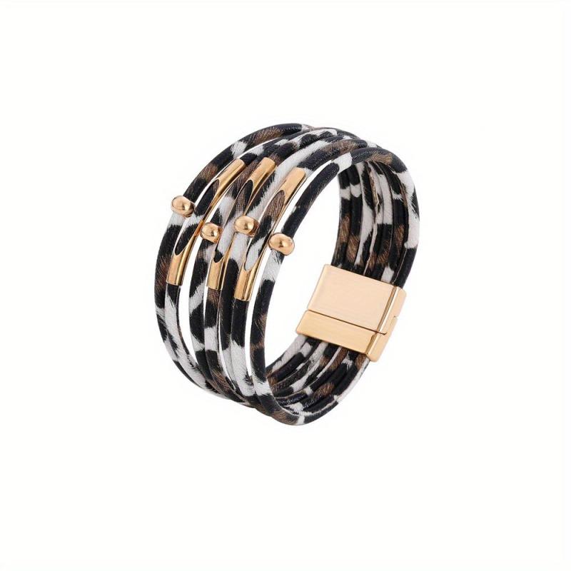 3pcs Layers Bangle Bracelet Leopard Pattern Hand Jewelry Gift