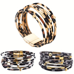 3pcs Layers Bangle Bracelet Leopard Pattern Hand Jewelry Gift
