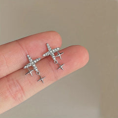 Star Dangle Earrings, Zinc Alloy Jewelry Gift For Women