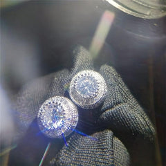 Zircon Round Stud Earrings for Women - Delicate Wedding Earrings