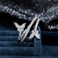 Dainty Wrap Ring Butterfly Paved Shining Zircon Beauty Charm Gift