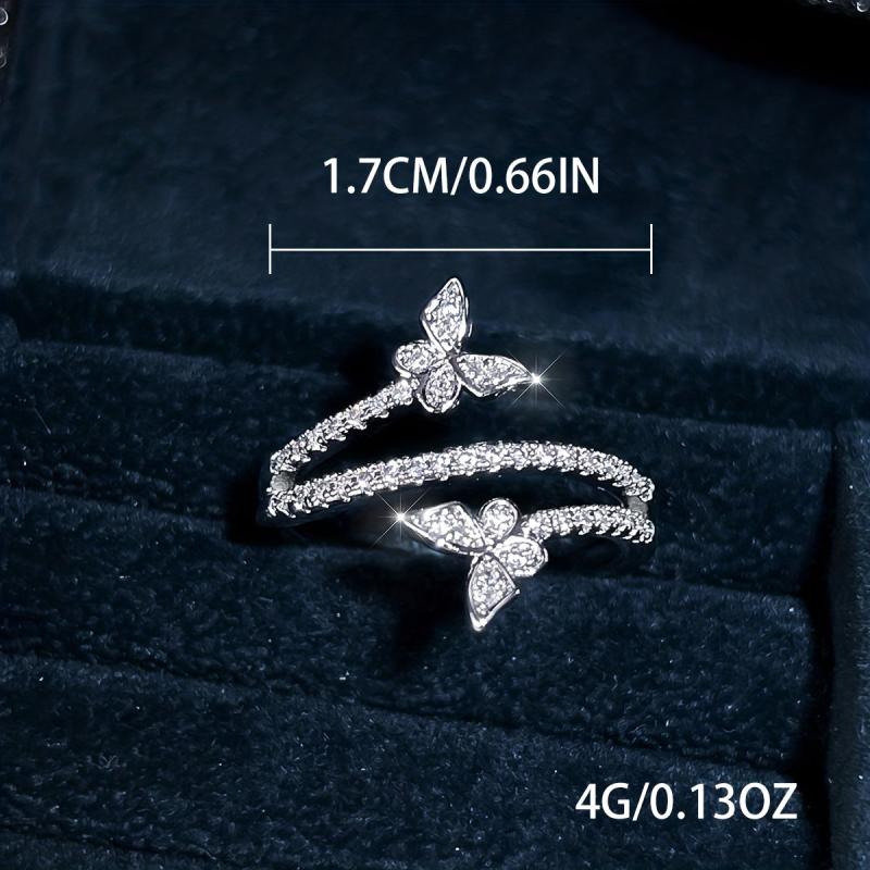 Dainty Wrap Ring Butterfly Paved Shining Zircon Beauty Charm Gift