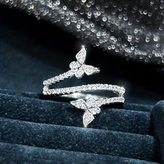 Dainty Wrap Ring Butterfly Paved Shining Zircon Beauty Charm Gift