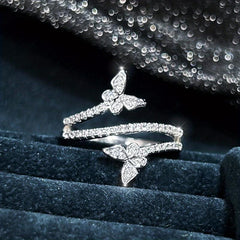 Dainty Wrap Ring Butterfly Paved Shining Zircon Beauty Charm Gift