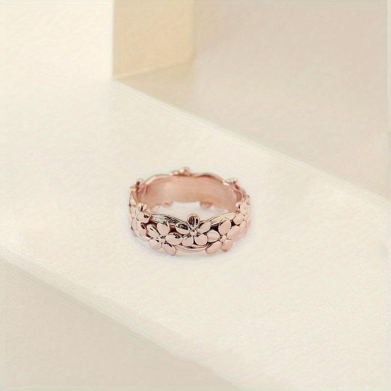 Carved Flower Band Ring for Women - Sweet Birthday Gift - Sizes Available