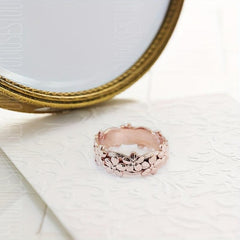 Carved Flower Band Ring for Women - Sweet Birthday Gift - Sizes Available